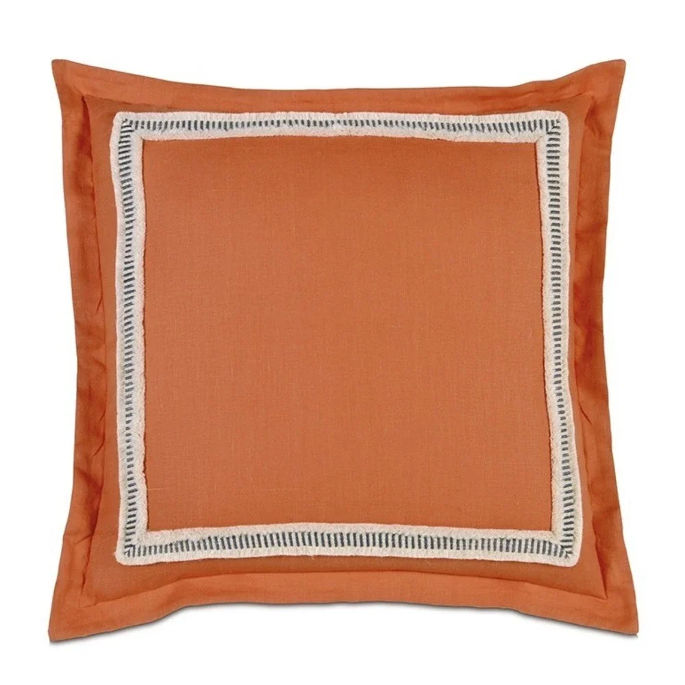 Eastern Accents Niche Pair of Pillow Covers Orange Tangerine Linen Euro Square